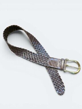 Michael Kors Braided Brown Belt with Gold Buckle Size Small